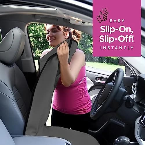 lebogner Waterproof Sweating Car Seat Cover 29.5”x56” | Universal Fit, Anti-Slip, Machine Washable, Grey thumbnail 4