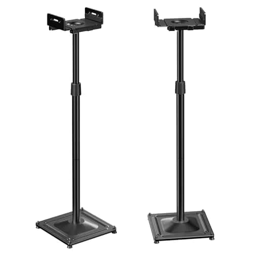 PERLESMITH Universal Speaker Stands for Surround Sound -Height Adjustable Extend 33.3”to 45.1”, Floor Speaker Stand for Satellite & Studio & Bookshelf Speakers up to 11LBS,1 Pair Black, PSSS2 thumbnail 1
