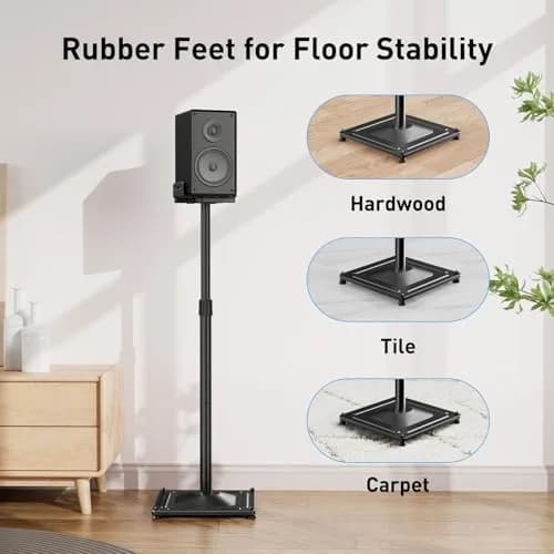 PERLESMITH Universal Speaker Stands for Surround Sound -Height Adjustable Extend 33.3”to 45.1”, Floor Speaker Stand for Satellite & Studio & Bookshelf Speakers up to 11LBS,1 Pair Black, PSSS2 thumbnail 5