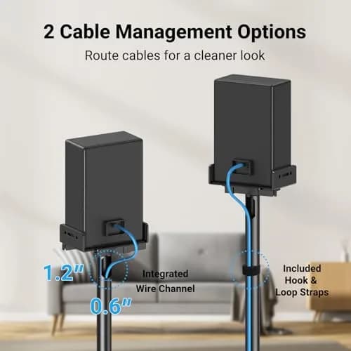 PERLESMITH Universal Speaker Stands for Surround Sound -Height Adjustable Extend 33.3”to 45.1”, Floor Speaker Stand for Satellite & Studio & Bookshelf Speakers up to 11LBS,1 Pair Black, PSSS2 thumbnail 6