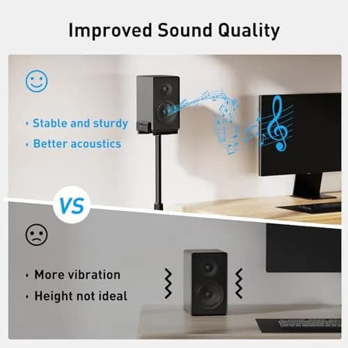 PERLESMITH Universal Speaker Stands for Surround Sound -Height Adjustable Extend 33.3”to 45.1”, Floor Speaker Stand for Satellite & Studio & Bookshelf Speakers up to 11LBS,1 Pair Black, PSSS2 thumbnail 7