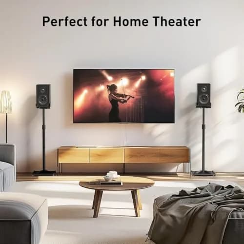 PERLESMITH Universal Speaker Stands for Surround Sound -Height Adjustable Extend 33.3”to 45.1”, Floor Speaker Stand for Satellite & Studio & Bookshelf Speakers up to 11LBS,1 Pair Black, PSSS2 thumbnail 8