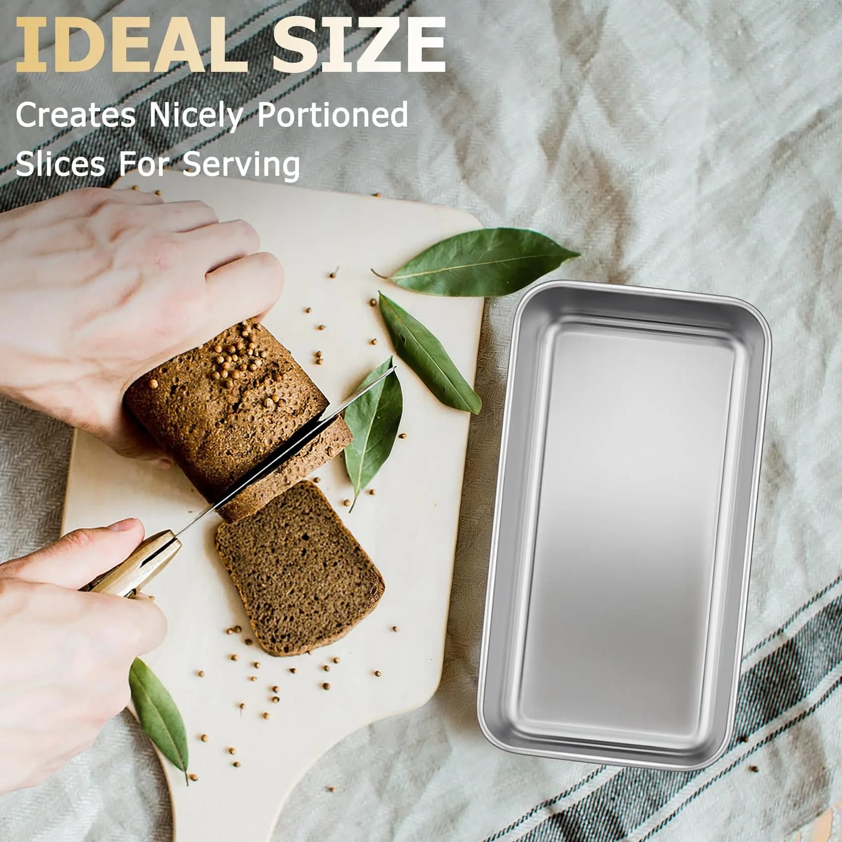 TeamFar Stainless Steel Loaf Pan 23cm x 13cm (9.25" x 5") | Healthy Non-Toxic Baking for Bread & Cakes - view 6