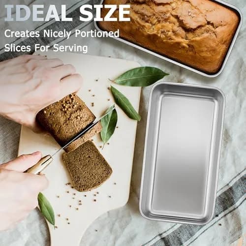 TeamFar Stainless Steel Loaf Pan Set of 3, 9.25 x 5 Inch (23.5 x 12.7 cm) | Healthy Baking for Bread & Meatloaf thumbnail 6