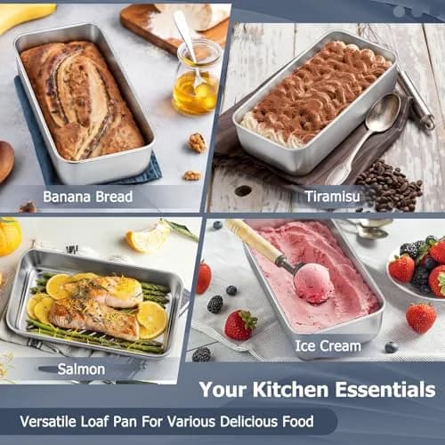 TeamFar Stainless Steel Loaf Pan Set of 3, 9.25 x 5 Inch (23.5 x 12.7 cm) | Healthy Baking for Bread & Meatloaf thumbnail 7