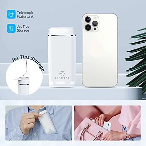 SYNHOPE White Cordless Portable Water Flosser 140ml (4.7 fl oz) | Deep Clean & Gum Health thumbnail 4