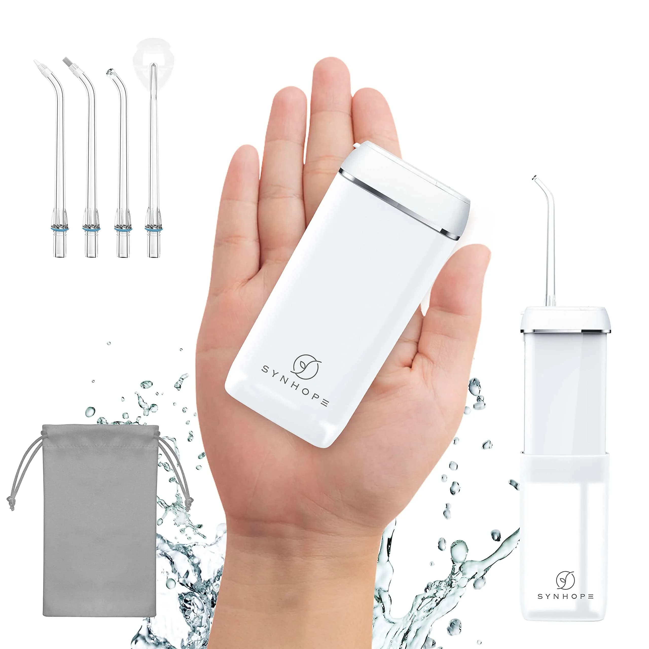 SYNHOPE White Cordless Portable Water Flosser 140ml (4.7 fl oz) | Deep Clean & Gum Health