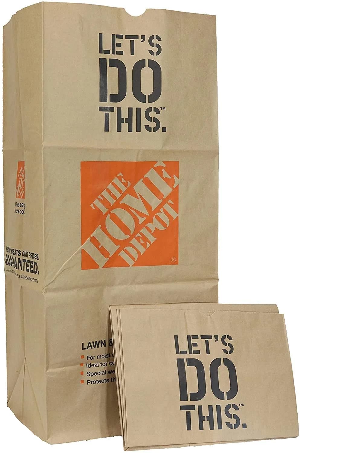Home Depot Heavy Duty Brown Paper Lawn & Refuse Bags 30 Gallon | Garden & Yard Waste Solution — Brown
