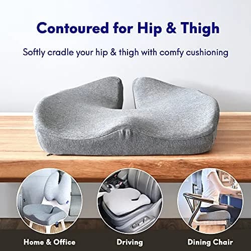 Cushion Lab Patented Pressure Relief Seat Cushion Black | Ergonomically Contoured for Tailbone & Hip Pain Relief thumbnail 3