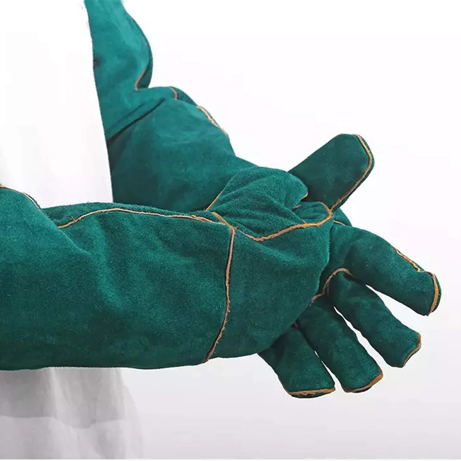 PeSandy Animal Handling Gloves 60cm (23.6 inch) Green | Bite & Scratch Resistant Cowhide - view 8