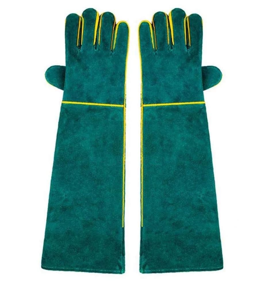 PeSandy Animal Handling Gloves 60cm (23.6 inch) Green | Bite & Scratch Resistant Cowhide - view 9