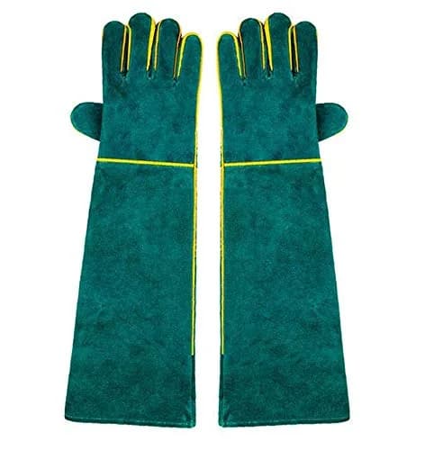 PeSandy Animal Handling Gloves 60cm (23.6 inch) Green | Bite & Scratch Resistant Cowhide thumbnail 9