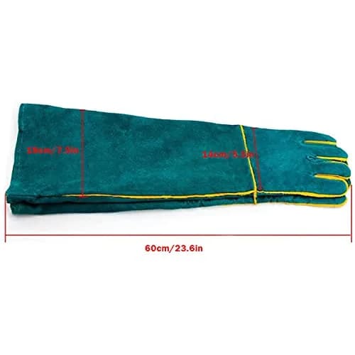PeSandy Animal Handling Gloves 60cm (23.6 inch) Green | Bite & Scratch Resistant Cowhide thumbnail 3