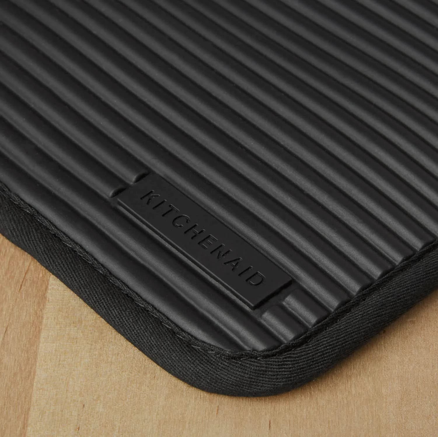 KitchenAid Ribbed Soft Silicone Pot Holder 2-Pack Set, Matte Black, 18cm x 23cm (7"x9") | Heat Resistant Up to 500°F - view 2