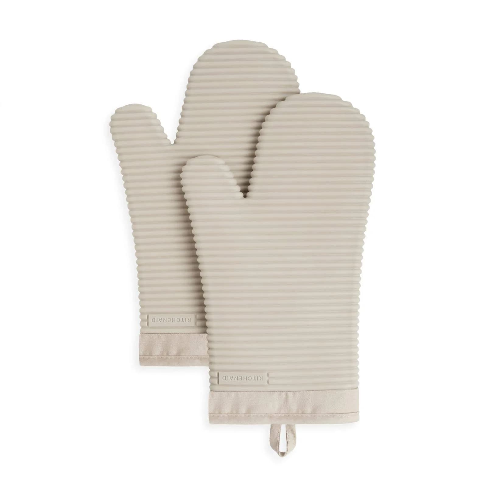 KitchenAid Ribbed Soft Silicone Oven Mitt 2-Pack Set, 7.5"x13" | Heat Resistant to 500°F