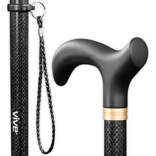 Vive Carbon Fiber Standing Cane - Heavy Duty Walking Stick for Men & Women | Self-Standing, Adjustable, Lightweight thumbnail 1
