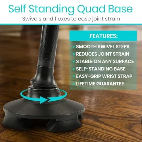 Vive Carbon Fiber Standing Cane - Heavy Duty Walking Stick for Men & Women | Self-Standing, Adjustable, Lightweight thumbnail 6