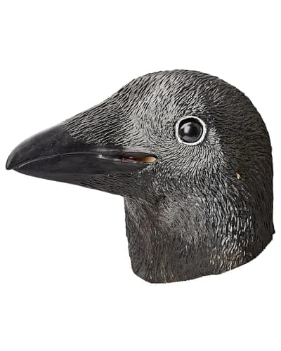 CreepyParty Crow Mask, Full Head Natural Latex Bird Costume for Halloween Party | Adult Unisex Horror Mask thumbnail 6
