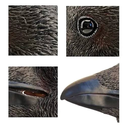 CreepyParty Crow Mask, Full Head Natural Latex Bird Costume for Halloween Party | Adult Unisex Horror Mask thumbnail 9