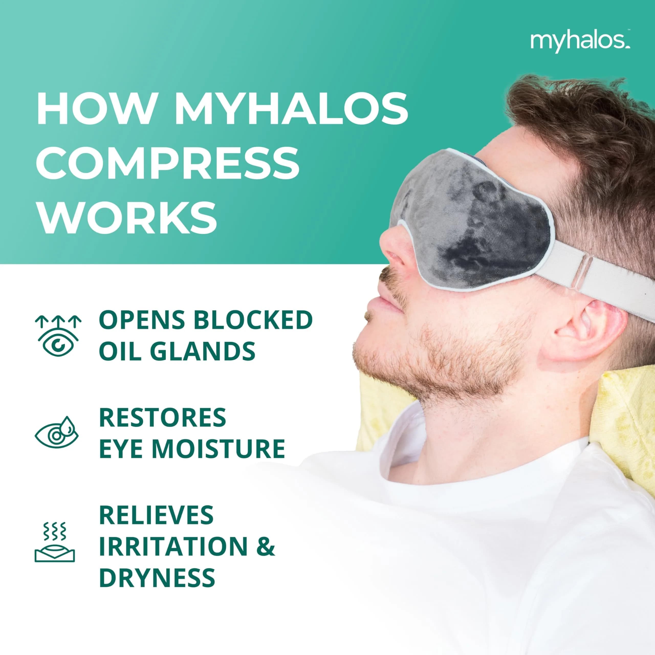 myhalos Heated Eye Mask, Warm Compress for Dry Eyes, Blepharitis & MGD, 1 Count (Gray) - view 6