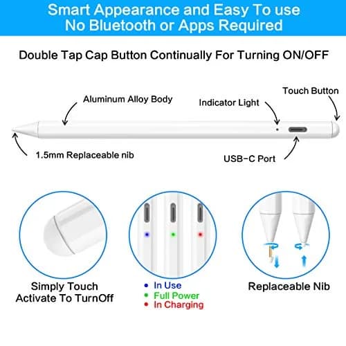 Yottn Stylus Pen for Apple iPad - Palm Rejection, Precise, Long Battery Life | Compatible with 2018-2026 iPad Models thumbnail 5