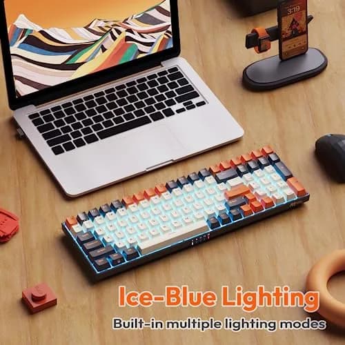 RK ROYAL KLUDGE RK100 Wireless Mechanical Keyboard RGB Backlit Bluetooth5.1/2.4G/Wired 96% Full Size 100-Key Hot Swappable Brown Switch Carbon | Gaming Keyboard with Custom RGB thumbnail 7