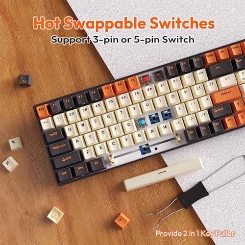 RK ROYAL KLUDGE RK100 Wireless Mechanical Keyboard RGB Backlit Bluetooth5.1/2.4G/Wired 96% Full Size 100-Key Hot Swappable Brown Switch Carbon | Gaming Keyboard with Custom RGB thumbnail 3