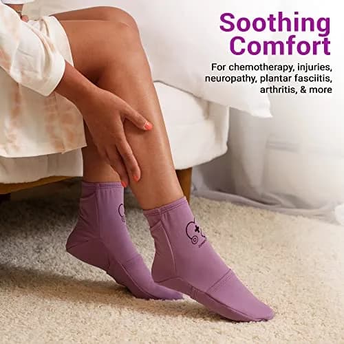 Zomaple Cold Therapy Socks with Gel Packs, Medium Purple | Targeted Relief for Neuropathy & Hot Feet thumbnail 2