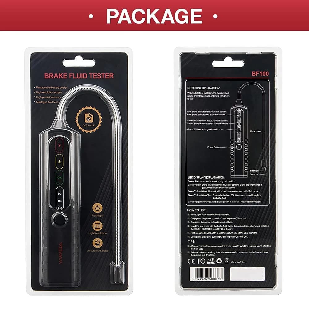 KINGBOLEN BF100 Brake Fluid Tester | Measures DOT3/DOT4/DOT5.1 Moisture Content - view 7