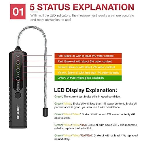 KINGBOLEN BF100 Brake Fluid Tester | Measures DOT3/DOT4/DOT5.1 Moisture Content thumbnail 2