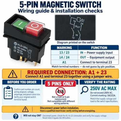 WSDMAVIS KLD-28A Waterproof Magnetic ON Off Pushbutton Switch 220V (16A Rated Current) thumbnail 2