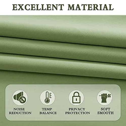 DONREN Sage Green 45 Inch Length Short Curtains for Boy's Room - Bedroom Blackout Thermal Insulated Curtain Panels with Rod Pocket thumbnail 5