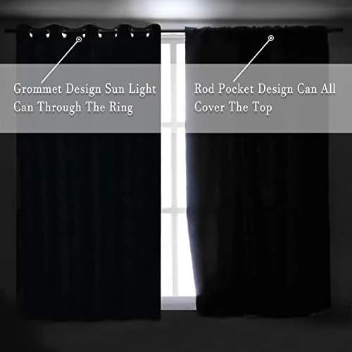DONREN Sage Green 45 Inch Length Short Curtains for Boy's Room - Bedroom Blackout Thermal Insulated Curtain Panels with Rod Pocket thumbnail 6