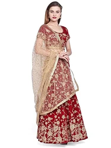 DUPATTA BAZAAR Women's Embroidered Gold Net Dupatta 2.4m (7.87 ft) | Handloom Weave thumbnail 5