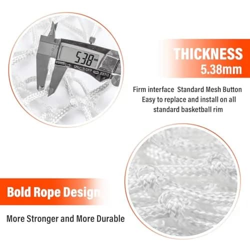 PSLER Basketball Net Replacement Outdoor - 22 Inch White Polyamide Fiber Net | Standard 12 Loop Rim Fit thumbnail 5