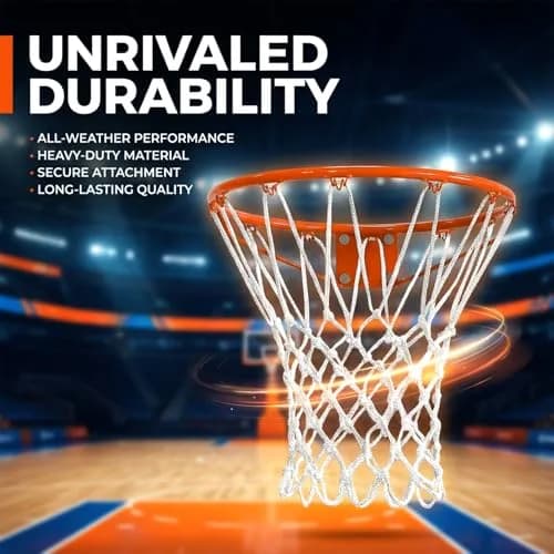 PSLER Basketball Net Replacement Outdoor - 22 Inch White Polyamide Fiber Net | Standard 12 Loop Rim Fit thumbnail 6