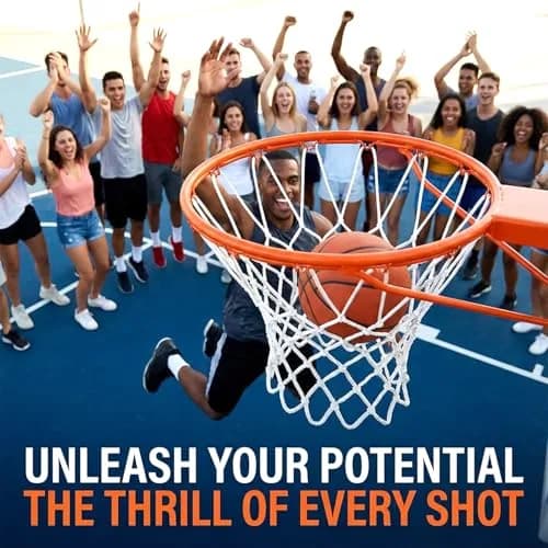 PSLER Basketball Net Replacement Outdoor - 22 Inch White Polyamide Fiber Net | Standard 12 Loop Rim Fit thumbnail 7