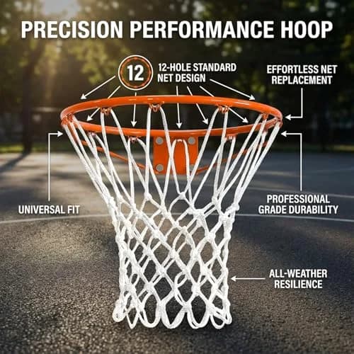 PSLER Basketball Net Replacement Outdoor - 22 Inch White Polyamide Fiber Net | Standard 12 Loop Rim Fit thumbnail 2