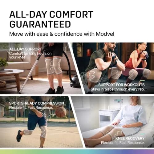 Modvel Compression Knee Brace for Women & Men - 2 Pack | Natural Pain Support for Knee & Arthritis Relief thumbnail 6
