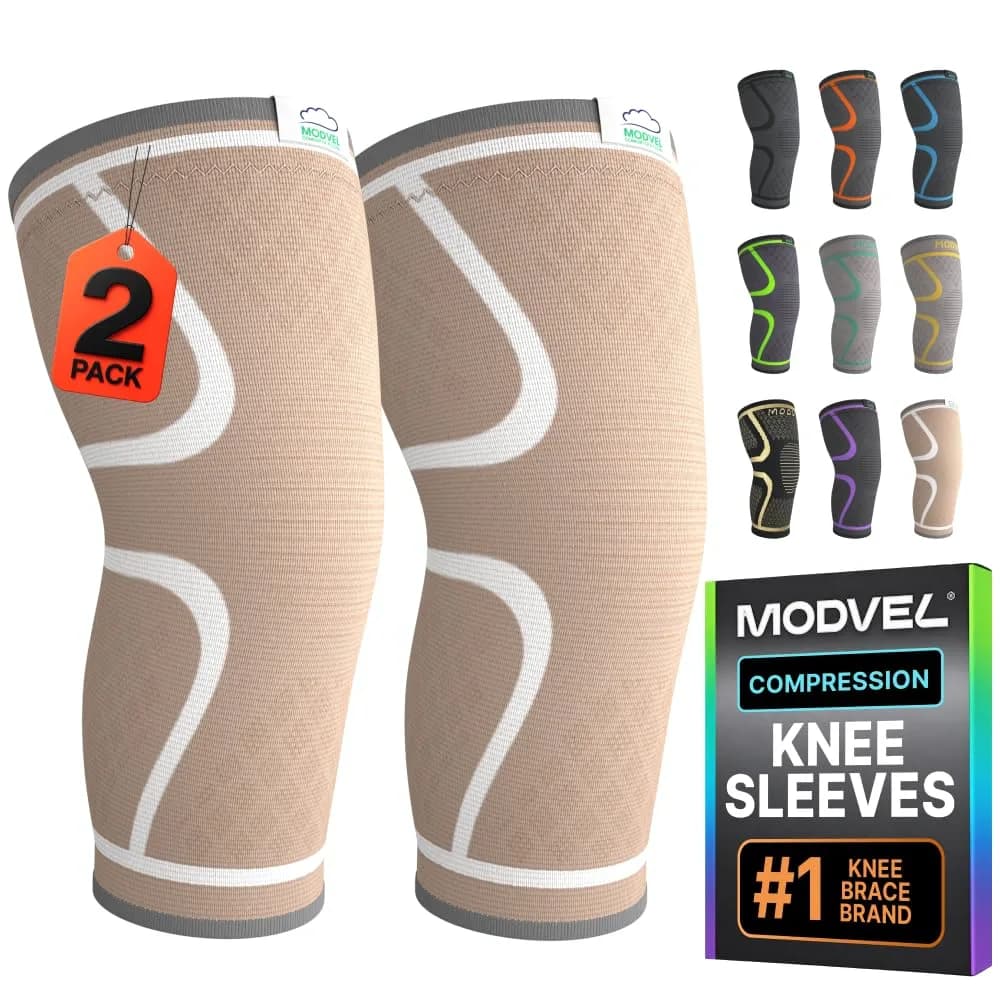 Modvel Compression Knee Brace for Women & Men - 2 Pack | Natural Pain Support for Knee & Arthritis Relief — Skin