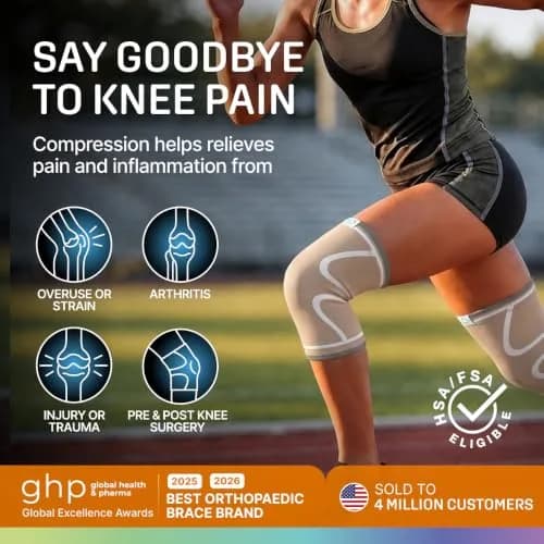 Modvel Compression Knee Brace for Women & Men - 2 Pack | Natural Pain Support for Knee & Arthritis Relief thumbnail 2