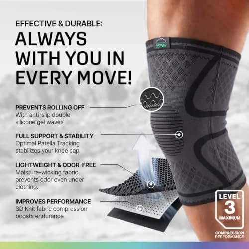 Modvel Compression Knee Brace for Women & Men - 2 Pack | Support for Knee Pain, Arthritis & ACL thumbnail 5