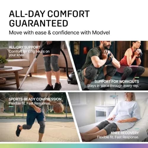 Modvel Compression Knee Brace for Women & Men - 2 Pack | Support for Knee Pain, Arthritis & ACL thumbnail 6