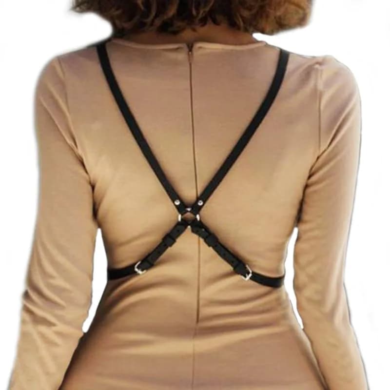 BODIY Leather Harness Belt Black Chest Harness Goth Fashion Belts for Women | Adjustable Size, Gothic Style thumbnail 11