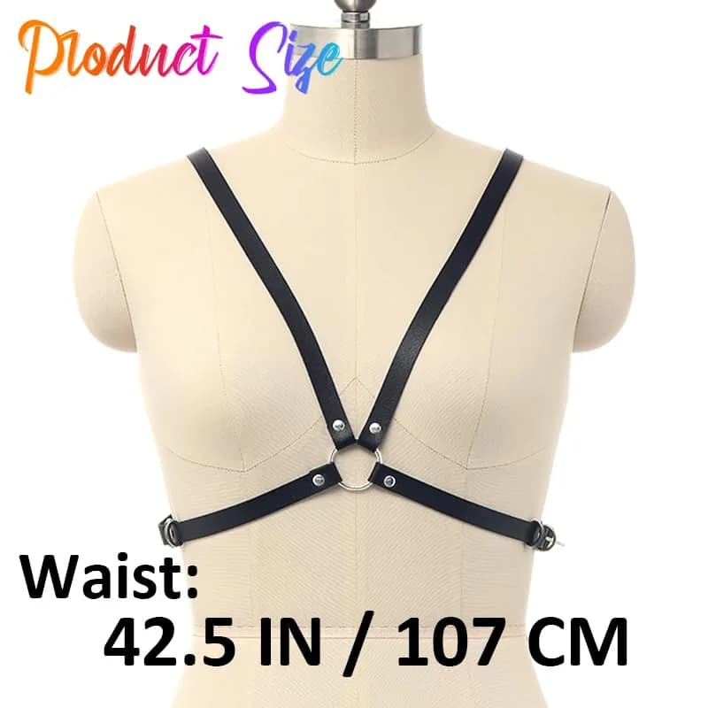 BODIY Leather Harness Belt Black Chest Harness Goth Fashion Belts for Women | Adjustable Size, Gothic Style thumbnail 4