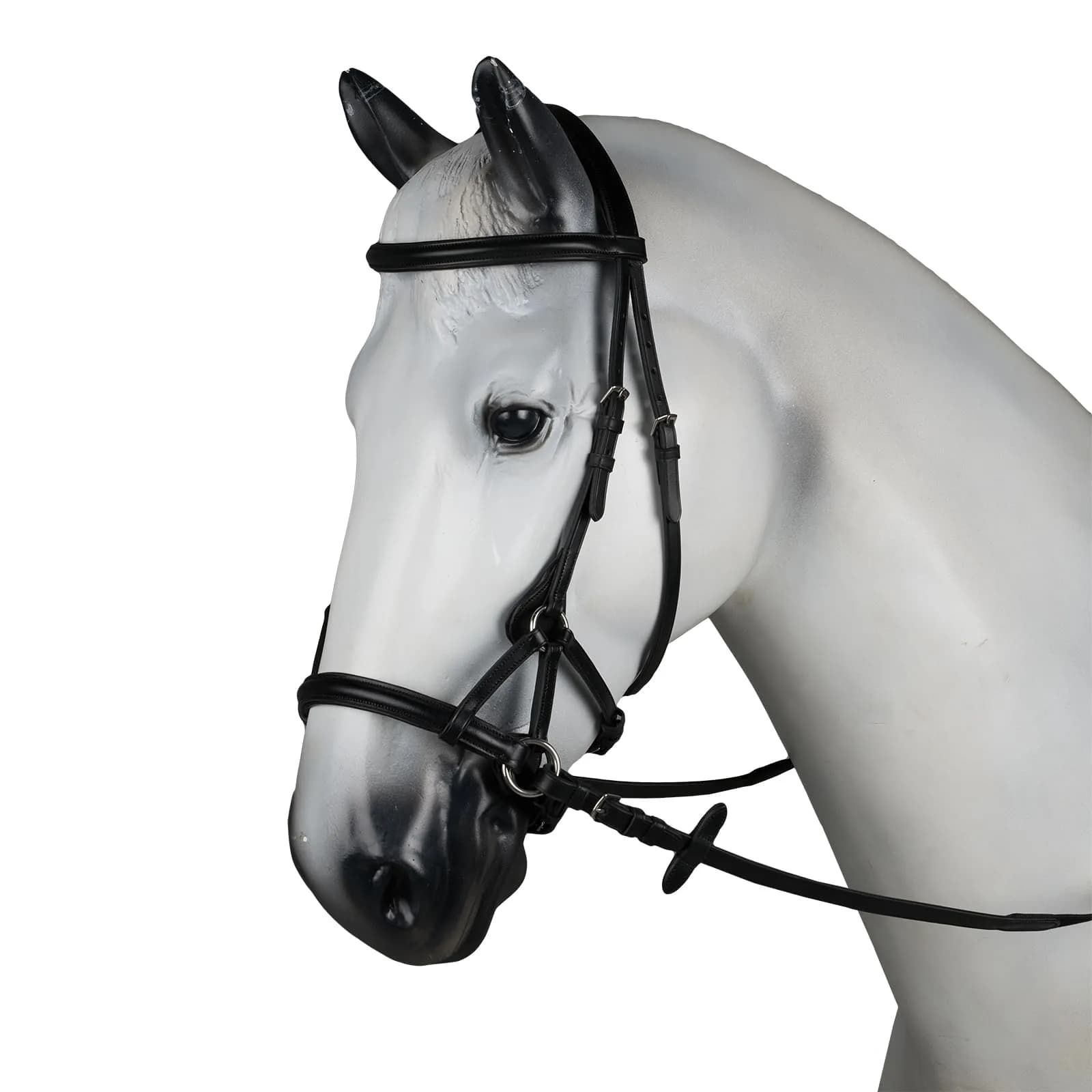 HORZE Denver Soft Leather Pony Side Pull Bitless Bridle | Web Reins Included - Black