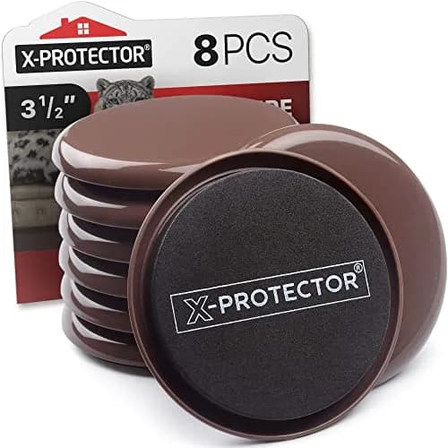X-Protector Furniture Sliders for Carpet, 8 PCS 3 1/2" Moving Pads | Heavy Duty Carpet Glides for Easy Furniture Moving thumbnail 1