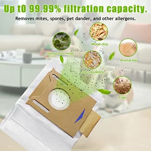 Chuancheng 5 Pack Dust Bags for ECOVACS T8 AIVI / T8 / N8 Pro Plus / N8 Pro / DX93 / DDX96 Vacuum Cleaner Parts | HEPA-Grade Filtration for Cleaner Air thumbnail 2