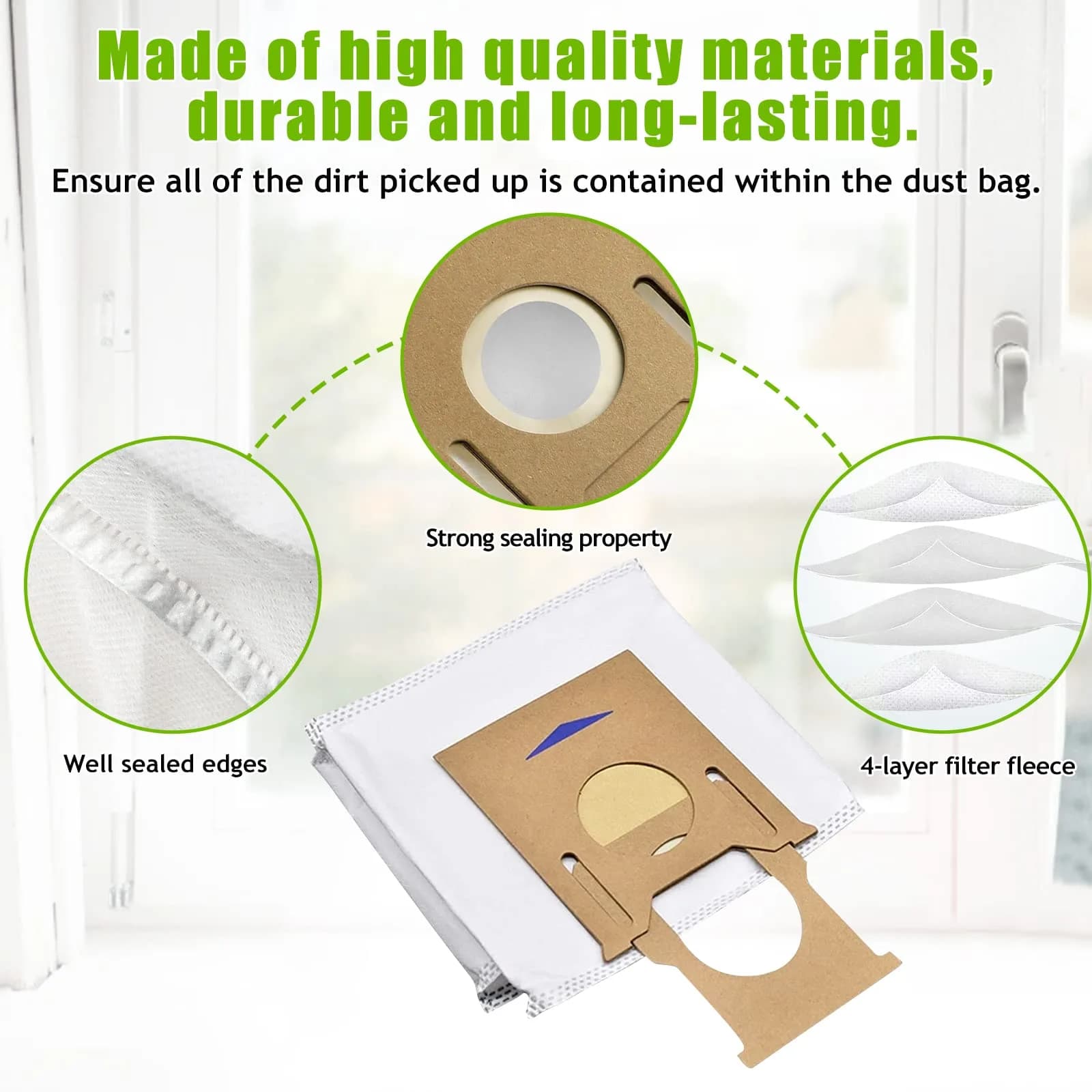 Chuancheng 5 Pack Dust Bags for ECOVACS T8 AIVI / T8 / N8 Pro Plus / N8 Pro / DX93 / DDX96 Vacuum Cleaner Parts | HEPA-Grade Filtration for Cleaner Air - view 4