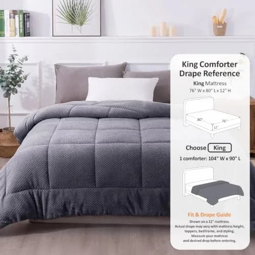 KASENTEX King Size Comforter | Reversible Sherpa & Plush Fleece | 104 x 90 in | OEKO-TEX Certified thumbnail 4